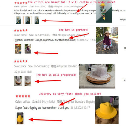 Kids Hat Girl 52cm Small Child Felt White Black Winter Hat Casual Dress Boy Girls Child Fedora Winter Hat Sombrero Panama Hombre