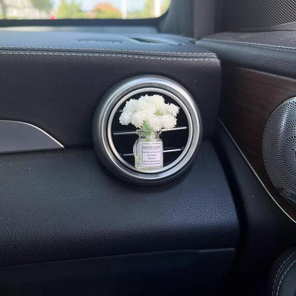 Enfeites de clipe de saída de ar do console central do carro, flores simuladas, clipe de carro, enfeites de vaso de vidro de jasmim, respira bebê para meninas, decorações