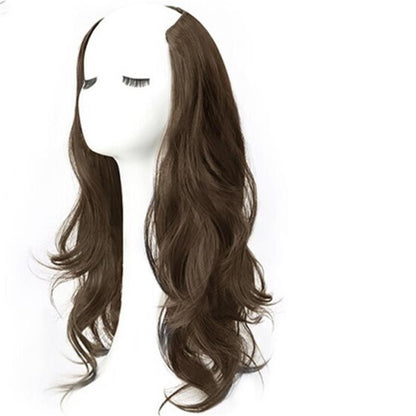 Peruca Sintética Feminina Longa Lisa Crespa Emenda Invisível em V Simulada Aumento de Volume Fofa de Alto Nível Extensão de Cabelo de Peça Única