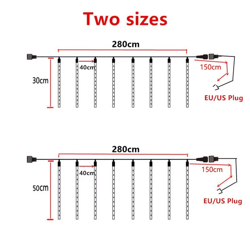 EU/US Meteor Shower LED String Lights Christmas Tree Garden Decor Birthday Wedding Christmas Party Decoration Fairy Lights