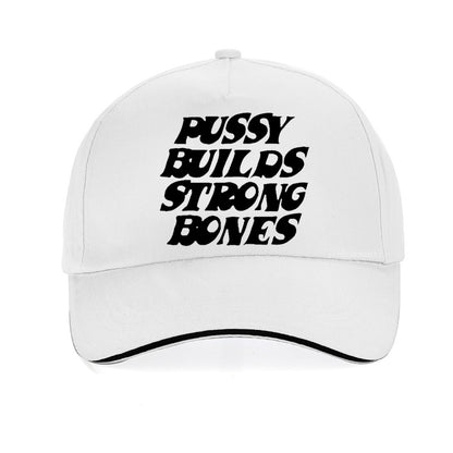 Boné Pussy Builds Strong Bones Boné de beisebol vintage Hip-Hop ajustável para homens e mulheres casual chapéus de sol de verão