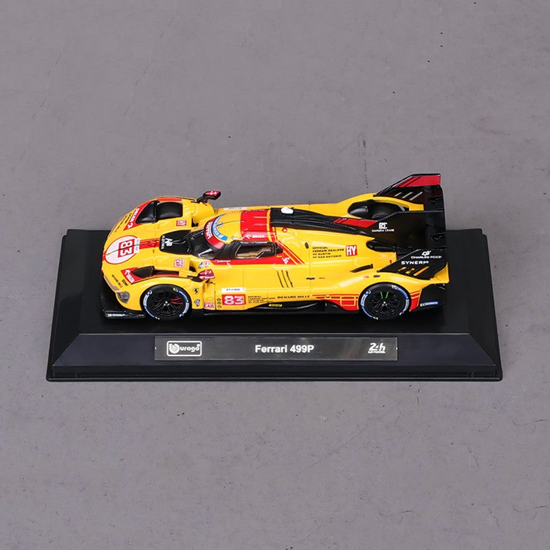 New In Stock Bburago 1:43 24h Le Mans Ferrari 499p 2024 #83 Includes Base And Acrylic Box Alloy Miniature Diecast Model Toys