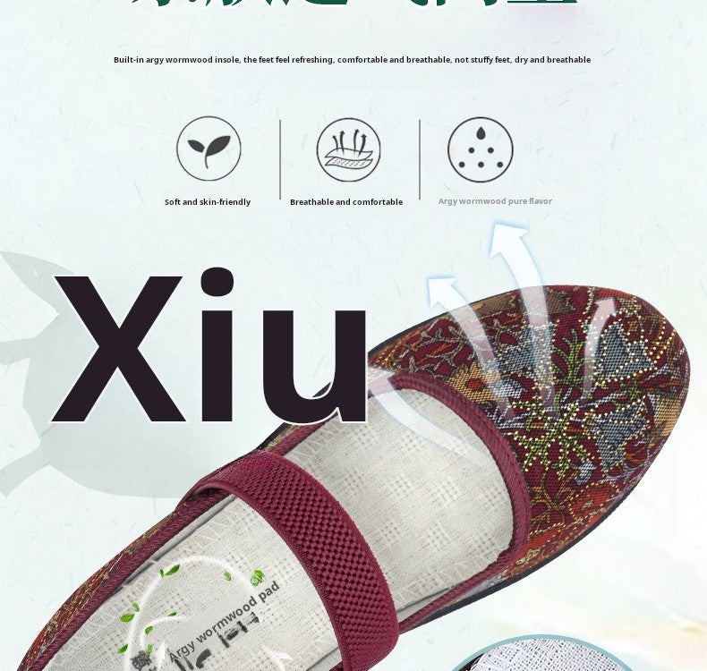 2025 New Women's cloth Shoes Soft soled comfort grandma footwear Casual lightweight lazy flats Ladies breathable non slip shoes