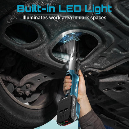 Chave Elétrica Sem Fio Seesii 3/8" 21V 80Nm 6,3'' Chave Catraca Elétrica Estendida Recarregável Ferramentas para Reparo Automotivo