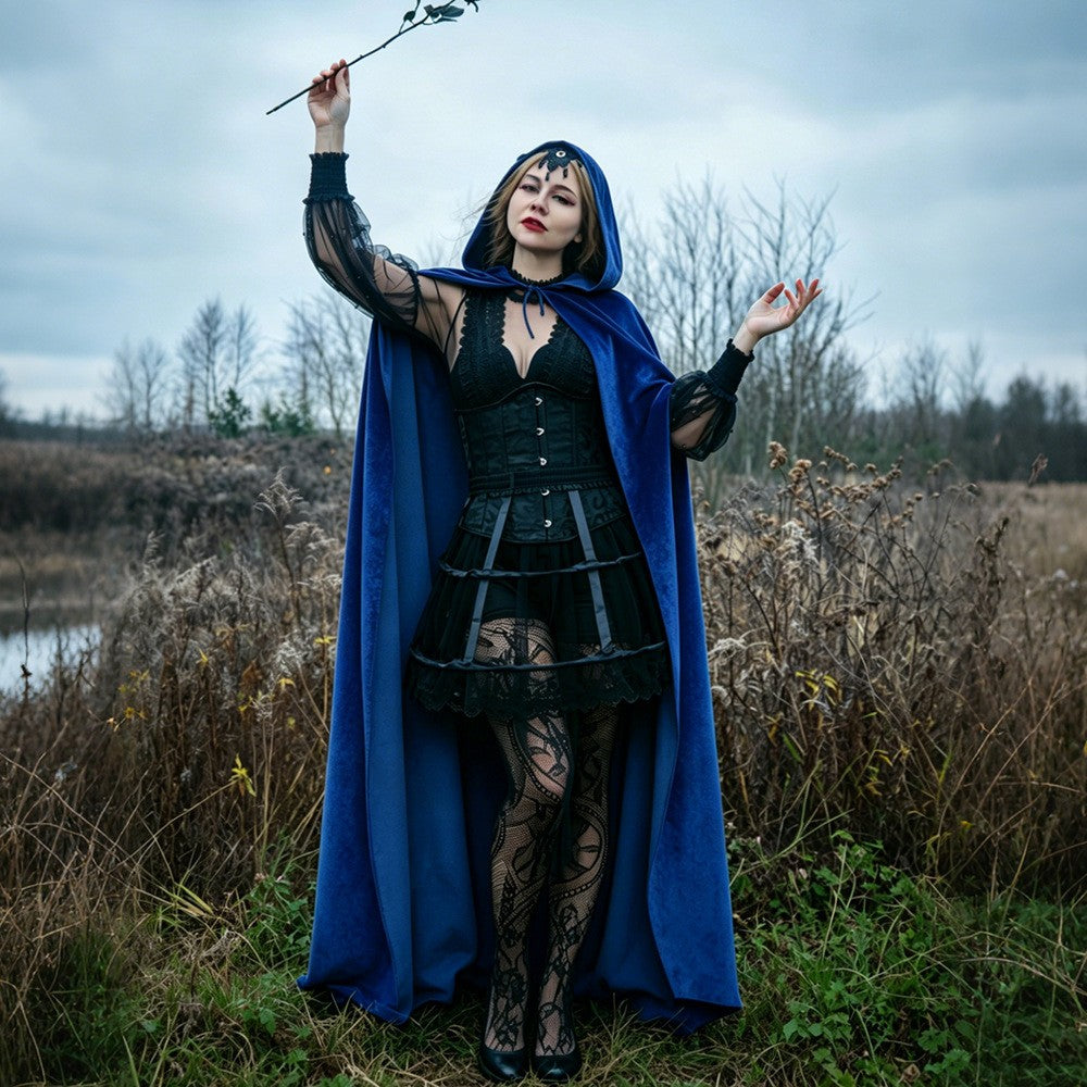Halloween Cloak Golden Velvet Costume Different Color Adult Costumes Makeup Props Black Death Ball Cloaks