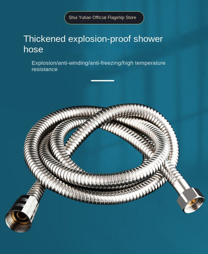 1,5/2M Mangueira de chuveiro flexível preta/prata SUS 304 Tubo de chuveiro longo para banheiro Extensão de tubo de água Tubo de puxar Acessórios para banheiro