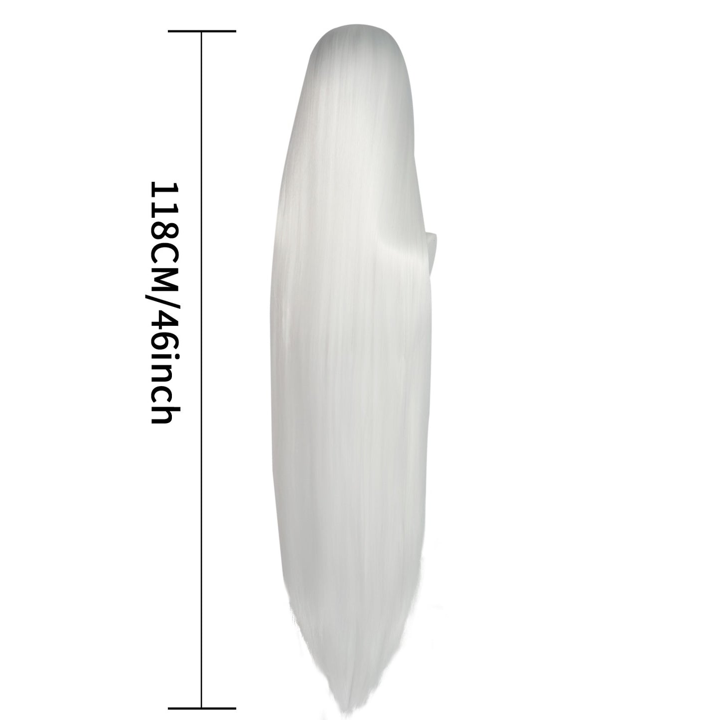 Synthetic 46Inch Extra Long Straight White With Bangs Stylish and Versatile Anime Cosplay Wig For Daily Party Wear Wig Fashion