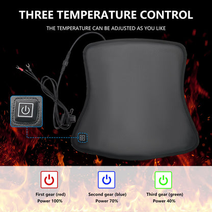 Assento Aquecido para Moto Almofada de Assento Elétrica Aquecida 12V para Moto Impermeável 3 Níveis de Controle Inteligente de Temperatura