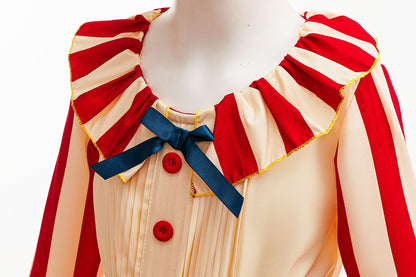 Carnival Disguise Joker Cosplay Costume Red Striped Jumpsuits Clown Halloween Party Stage Performance Dress Up