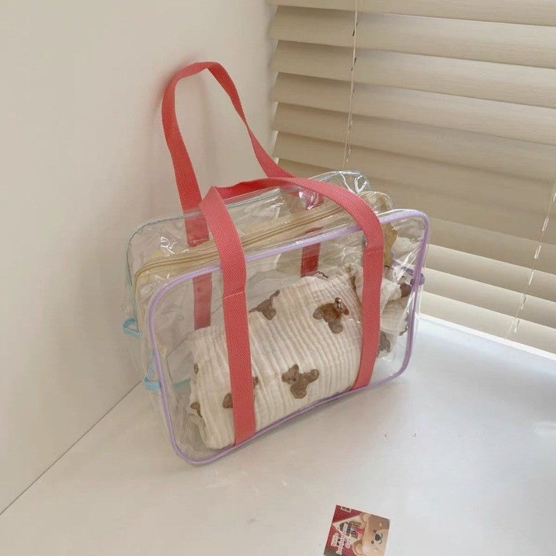 Makeup PVC Jelly Bag Business Trip Transparent Toiletries and Cosmetics Bag Travel Waterproof Swimming Storage Beach Bag