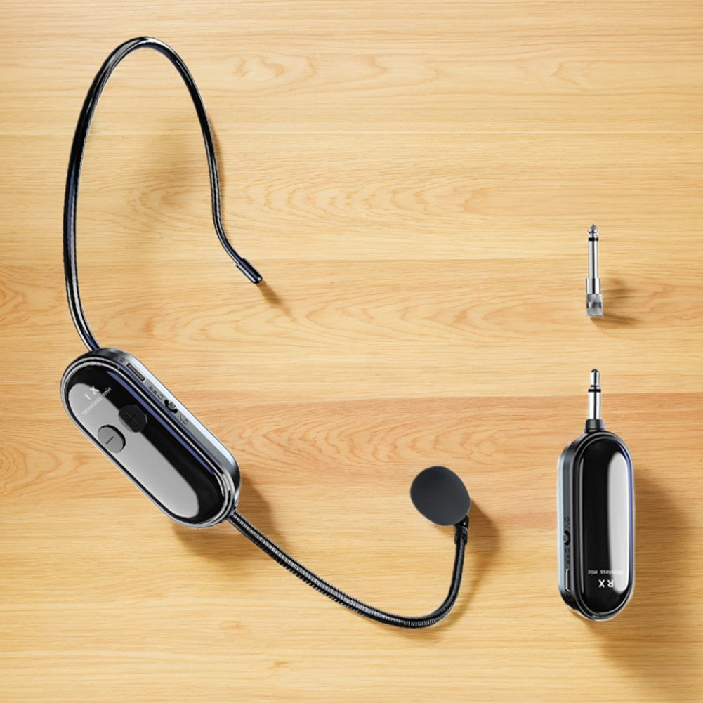 Fone de Ouvido com Microfone Sem Fio 2.4G Sistema de Microfone de Longo Alcance Microfone de Mão 2 em 1 para Amplificador de Voz Alto-falantes de Palco Ensino