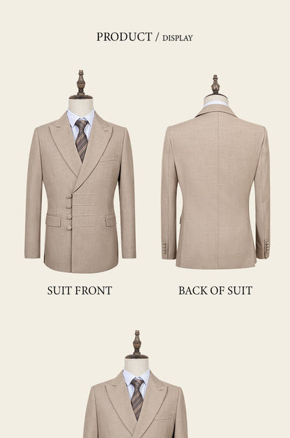 ST Cassy Elegant man suit for wedding Slim Fit Double Breasted Multiple buttons Casual Business man 2 piece outfit set