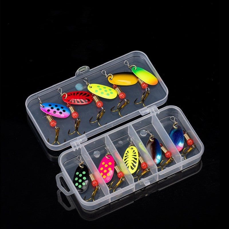 10pçs Isca de Pesca Colher de Metal Spinner Colher Iscas Artificiais Pesca Wobblers Kit de Crochê para Lúcio com Caixas de Utensílios