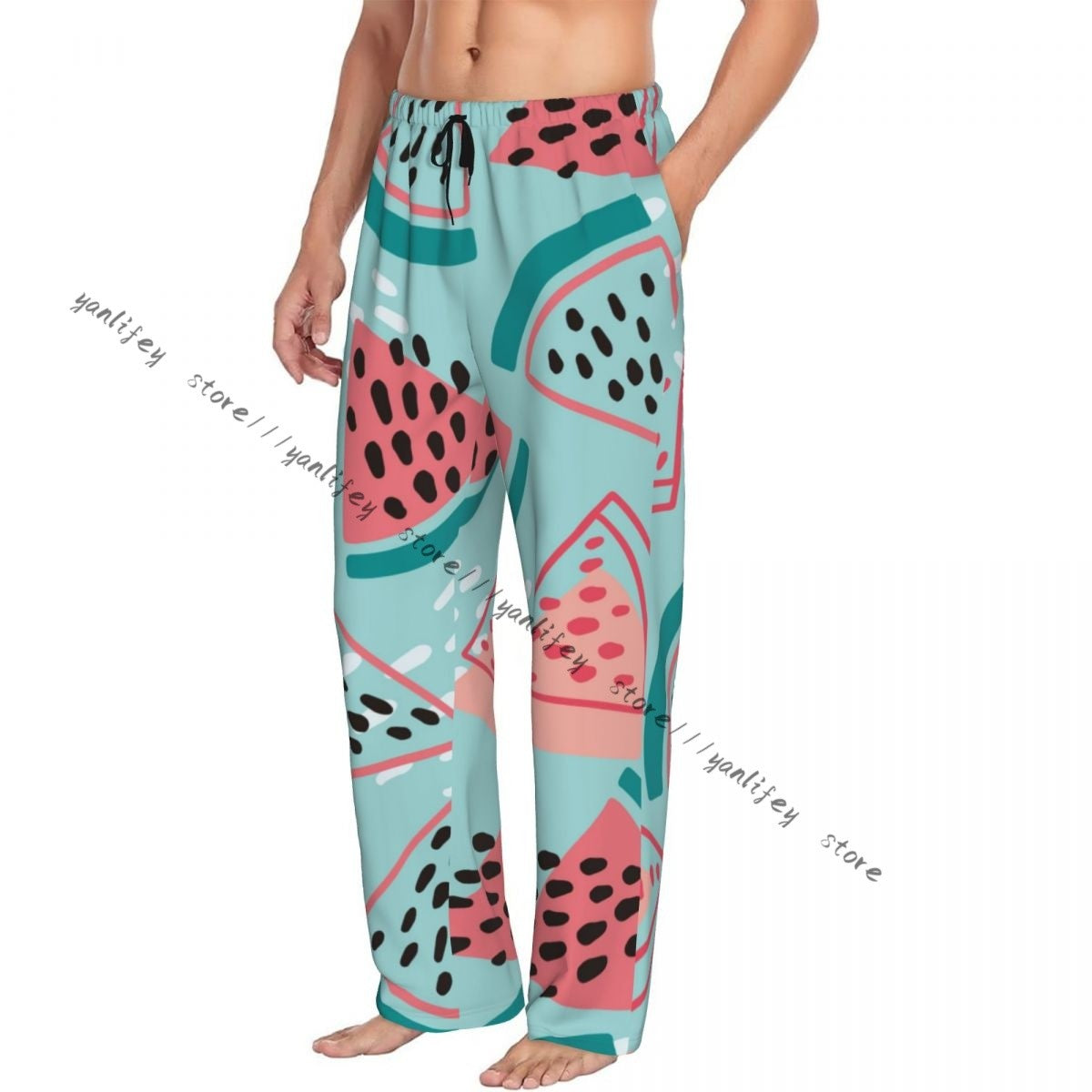 Colorful Summer Watermelon Mens Pajamas Pyjamas Pants Lounge Pants Sleep Bottoms