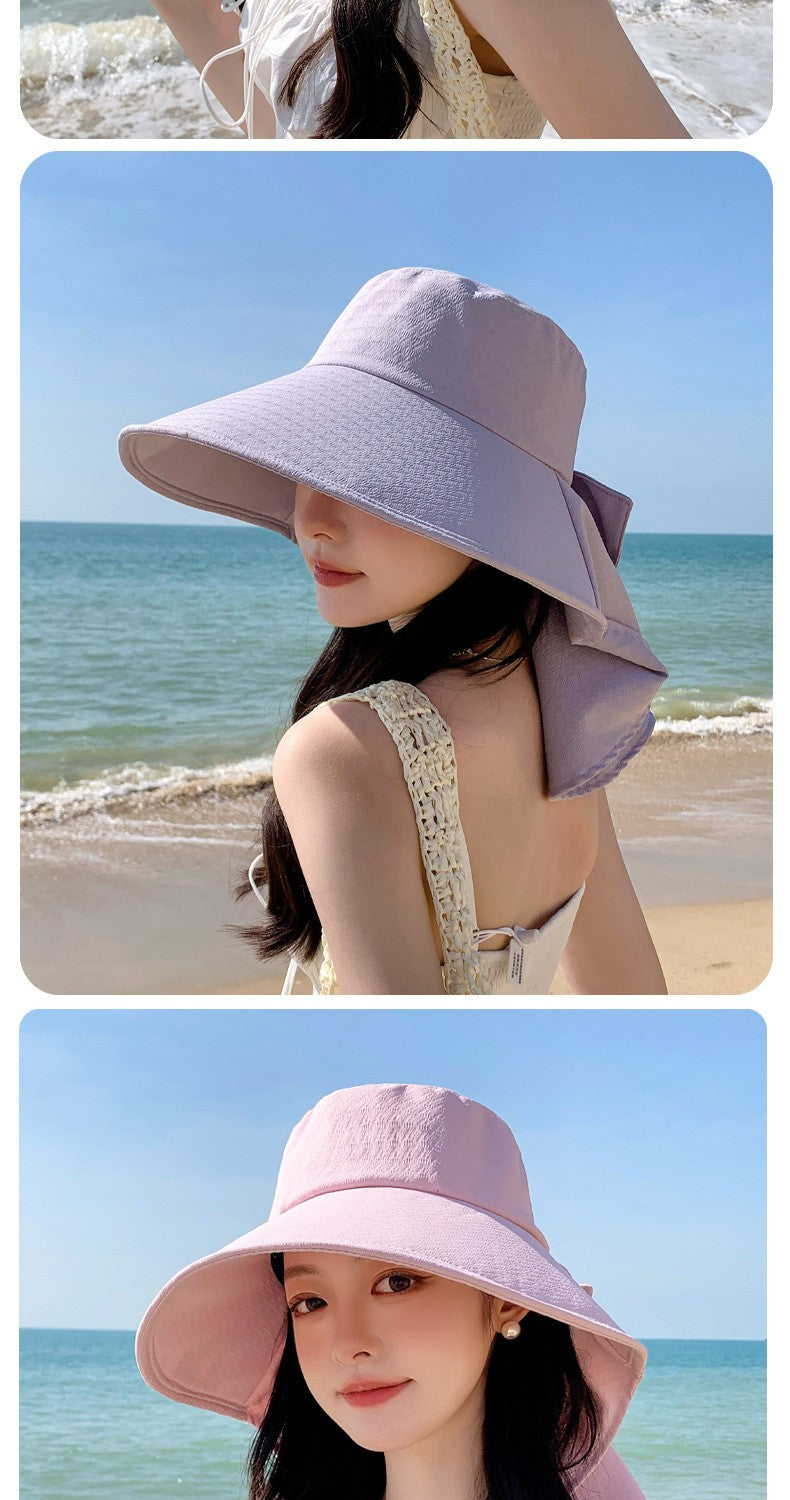 summer sun hat female sunscreen UV face protection neck protection outdoor cycling mountaineering beach large brim hat