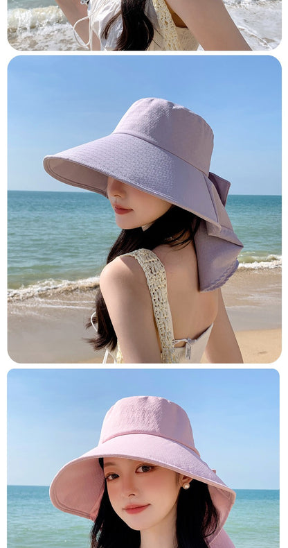summer sun hat female sunscreen UV face protection neck protection outdoor cycling mountaineering beach large brim hat