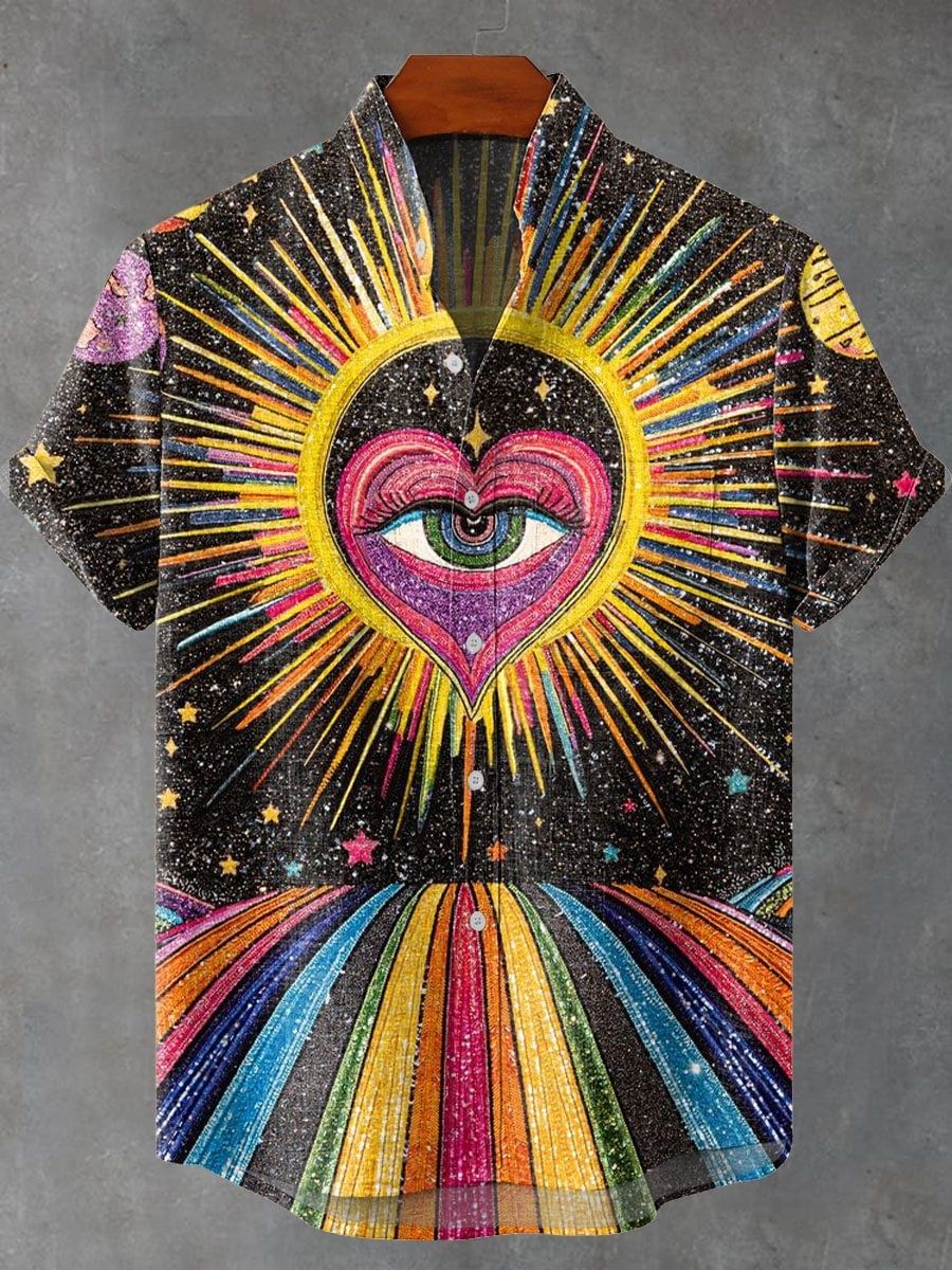 New Men's Summer Fashion Printed Linen Comfortable Short Sleeve Shirt 3D Art Shirt Fast Shipping