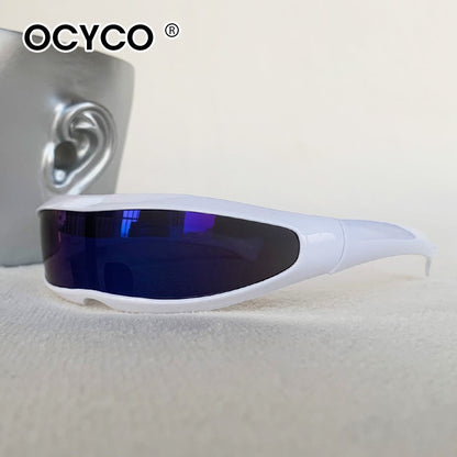 OCYCO X-men Futuristic Stylist One-piece Punk Wrap Around Fashion Glasses Personality Retro Large Frame Square Sunglasses