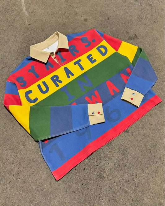 2025 New Street Fashion Cute Letters Dopamine Element Polo Shirt Men's Loose Sports Top Shopping Clothing Exterior Long Sleeves