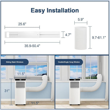 Portable Air Conditioner 10000 BTU for Rooms up to 450 Sq.Ft. with Remote Control 4 Operating Modes Dehumidifier Function Windo