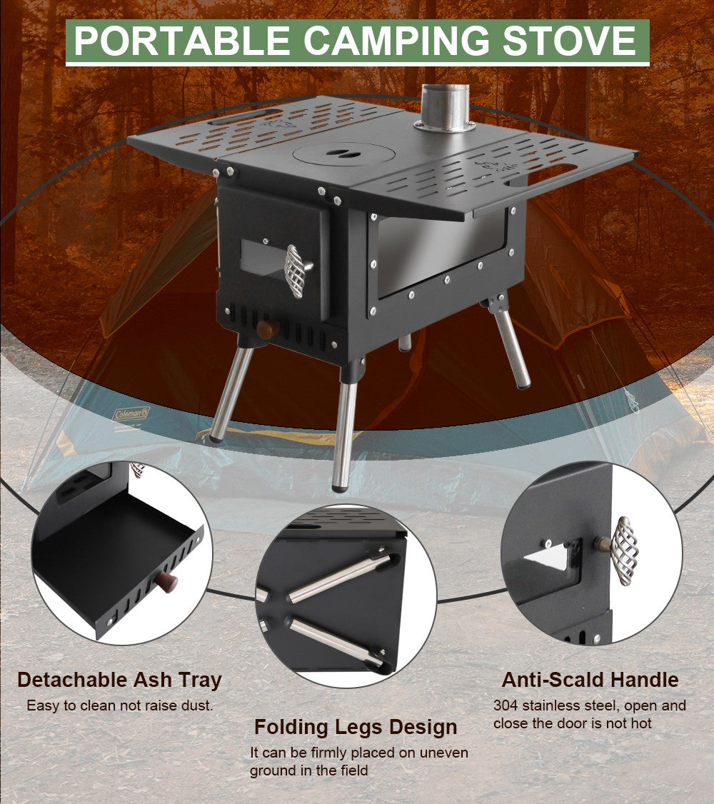 Pellet Burner 16L Storage Capacity Stainless Steel Firewood Stove Outdoor Camping Tent Heating Picnic Cooking