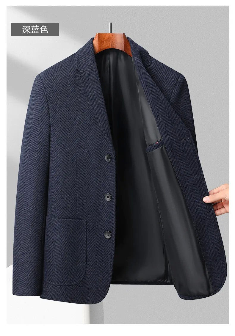 Mens Blazer Fashion Business Handsome Gentleman Korean Version of British Style Leisure Slim Solid Color Wedding Work Blazer