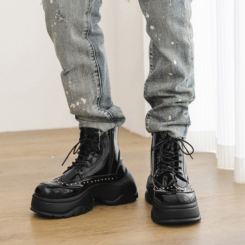 Men's high-top trendy shoes for autumn/Winter 2025, thick-soled height-increasing shoes