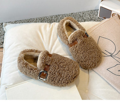 Winter Children's Shoes 2025 New Girls Fluffy Cotton Shoes Soft Bottom Non-slip Kids Fashion Simple Plush Shoes Trend Versatile