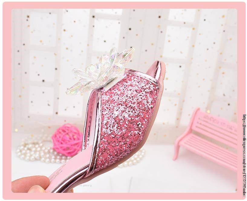 Shoes For Girls Cartoon Leather Children Shoes Frozen Princess Kids Shoes Girl Slippers Dress Snow Queen Sandal