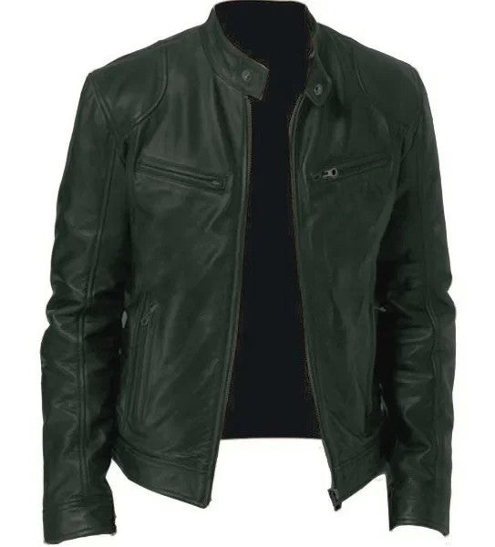 2025 Autumn/Winter New Fashionable PU Leather Men's Casual Jacket Wholesale Amazon European Style Motorcycle Leather Coat