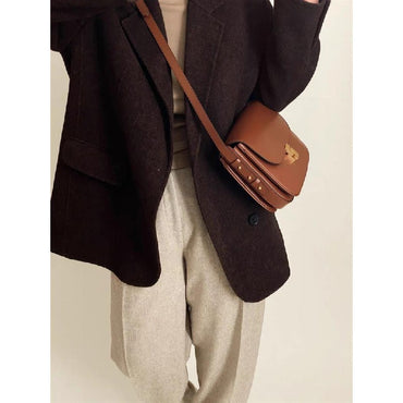 New genuine leather tofu bag for women with a high-end feel, single shoulder crossbody small square bag, commuting bag for women