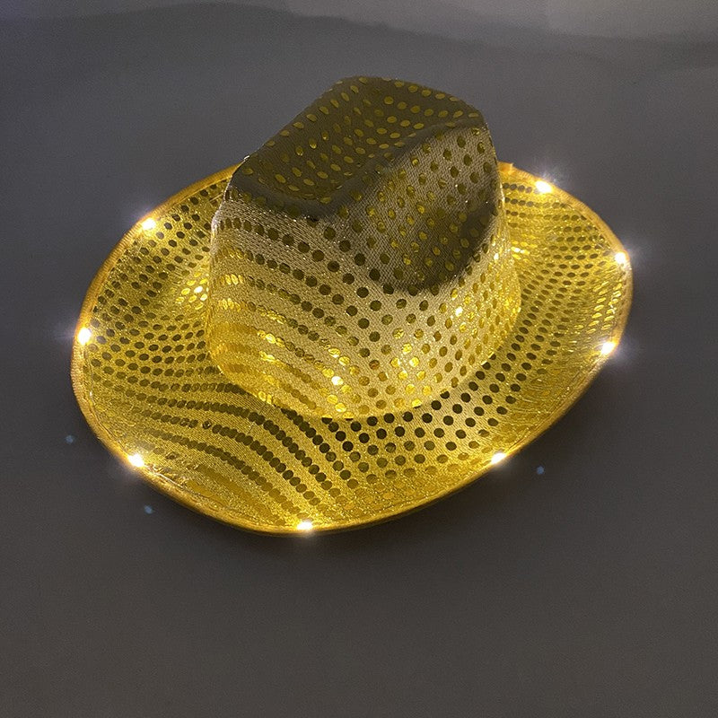 Chapéu de Cowboy LED Sem Fio, Chapéu de Cowboy Luminoso, Chapéu de Cowgirl Rosa para Discoteca, Noivas, Acessórios para Shows, Boates e Festas a Fantasia