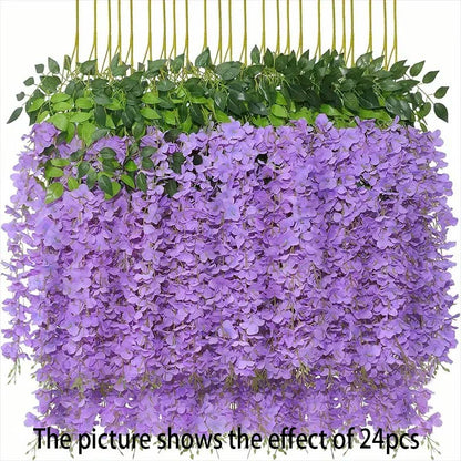 12pcs Wisteria Vine Artificial Flowers Wholesale Trailing Fake String for Home Wedding Party Decor Silk