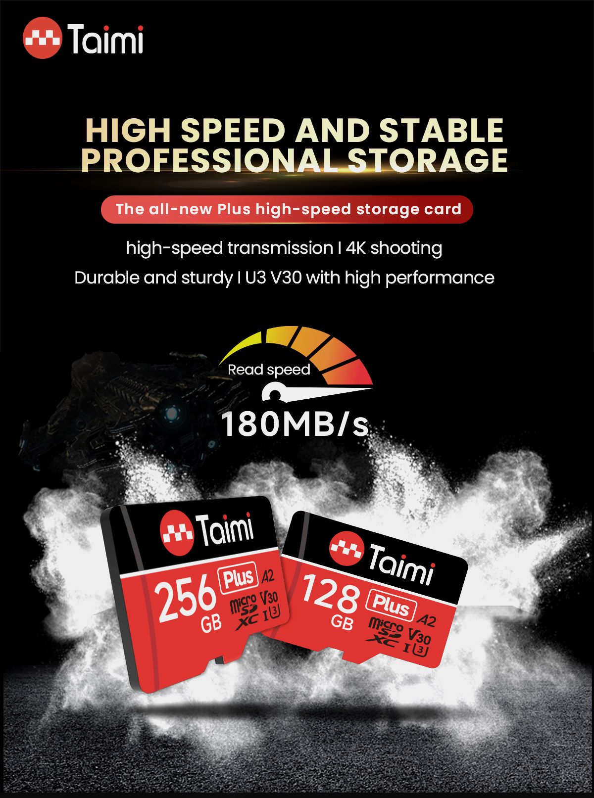 Cartão de memória Taimi Ultra microSDXC UHS-I - C10, U3, Full HD, A2, cartão MicroSD de 64 GB 256 GB para gravação e leitura em alta velocidade