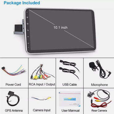 High Quality Rotatable 10.1inch Android 13 2+64G Touch Car Stereo Radio 1 DIN GPS Navi BT FM RDS WIFI USB EQ SWC w/ Microphoe