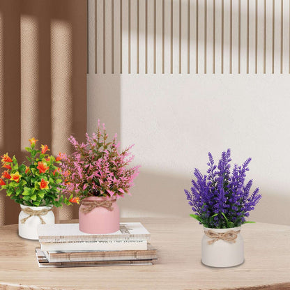 Artificial Pot Flowers Small Fake Plants with Pot Mini Potted Plants for Home Room Office Party TableTop  Decoration Fake Potted