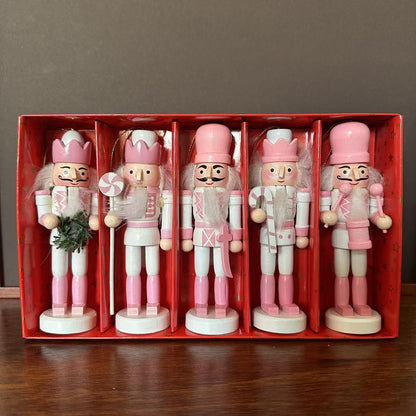 3/4/5PCS Walnut Soldier Christmas Ornaments Pink Red Gold Walnut Soldier Christmas Tree Decorations Xmas Gifts