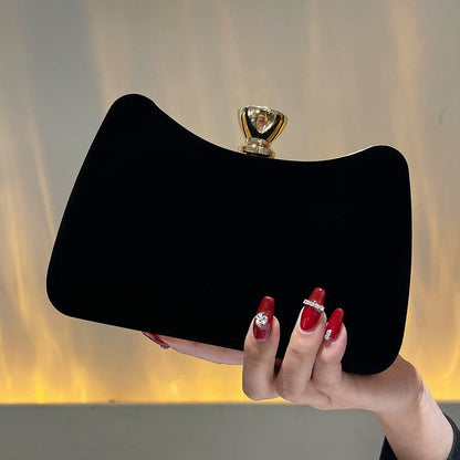 Luxury Black Satin Evening Clutch Bag High-Quality Flannel Small Handbag Elegant Dinner Party Crossbody Wallet for Women