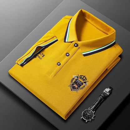 summer Men's Casual Embroidery Short Sleeve Polo Shirt New Fashion Solid Color Top