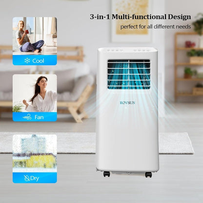 Ar Condicionado Portátil 8000 BTU com Controle Remoto para Casa, Escritório e Dormitórios: Unidade 3 em 1 Oferece Ventilação e Desumidifi