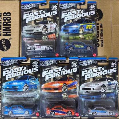 Coleção de Carrinhos Hot Wheels Velozes e Furiosos Die-Cast Escala 1/64 - Honda S2000 Lancer Evolution VII Nissan S15 Brinquedo Veicular