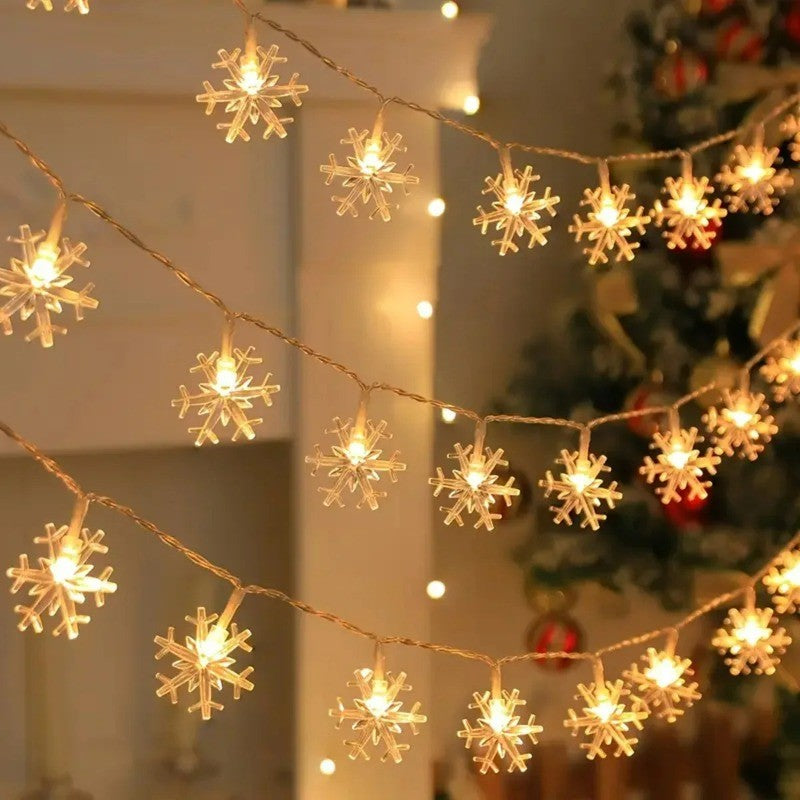 1pc LED Christmas Snowflake String Light Indoor Hanging Decorative Light Fairy Atmosphere Lamp for Wedding Party Battery Box/USB