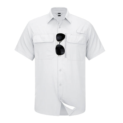 MAGCOMSEN Mesh Breathable Shirt Men's Quick Dry Button Short Sleeves UPF 50+ Sun Protection Hiking Fishing Work Cargo Shirts