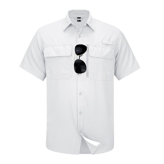 MAGCOMSEN Mesh Breathable Shirt Men's Quick Dry Button Short Sleeves UPF 50+ Sun Protection Hiking Fishing Work Cargo Shirts