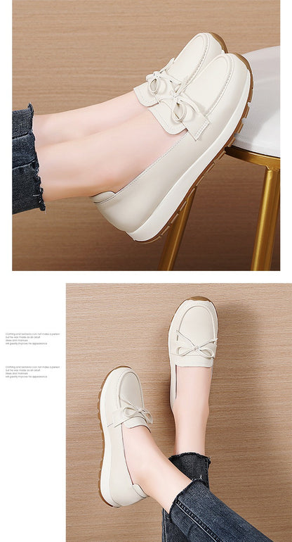 Genuine Leather Women Flats Fashion Casual Women Shoe Moccasins Shoes Woman Slip on Flat Shoes Black Ladies Shoes Plus Size