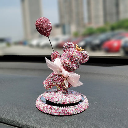Nova Decoração de Interior de Carro Ornamento Fofo de Urso Balão de Desenho Animado Decoração Criativa de Personalidade com Diamantes para Console Central