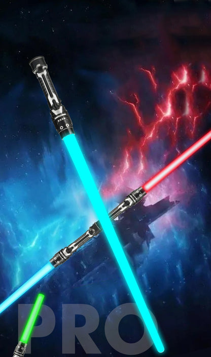 Colorful Glowing Sword Toys Laser Sword Lightsaber Red and Blue Double Saber Telescopic Music Cosplay Cool Flashing Children Toy