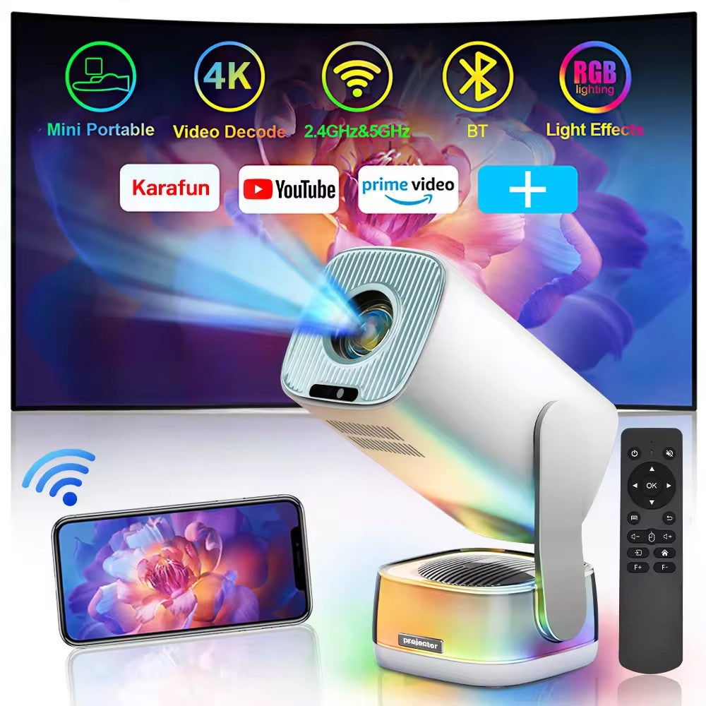 Novo Projetor Inteligente K6 Yuntai Portátil 1080P4K Projetor de Home Theater e Escritório com Bluetooth Sem Fio e Função K Song