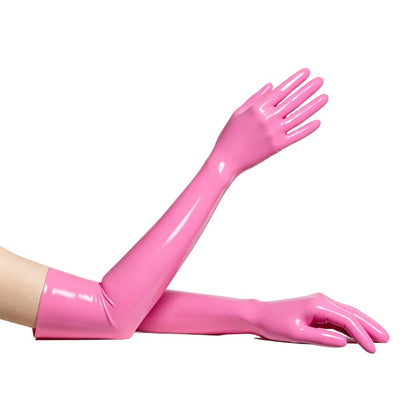 Long Latex Gloves Unisex Shiny Rubber Gloves For Cosplay Party Club