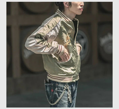 Non Stock Suka Reversible Souvenir Jacket Embroidered Sukajan Baseball Outerwear